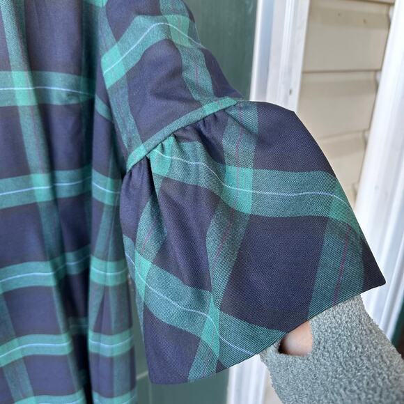 Talbots Plaid Wool Blend Dress Size 12 Green Navy Career Holiday Office Church - Picture 3 of 8